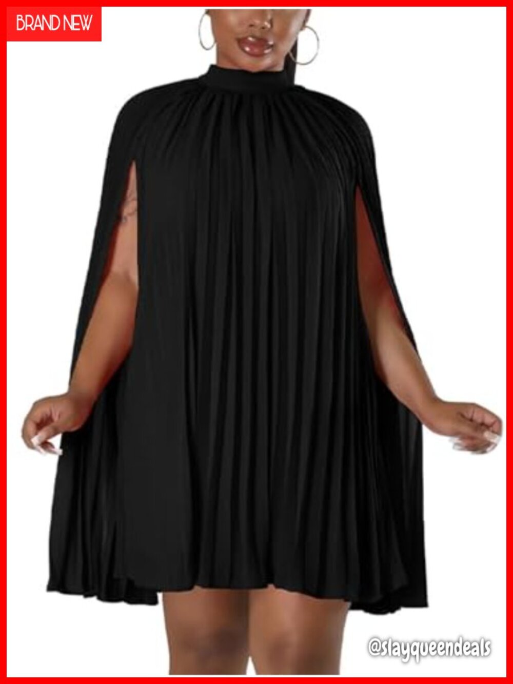 Women's Cape Dress Pleated Chiffon Cocktail Party Mini